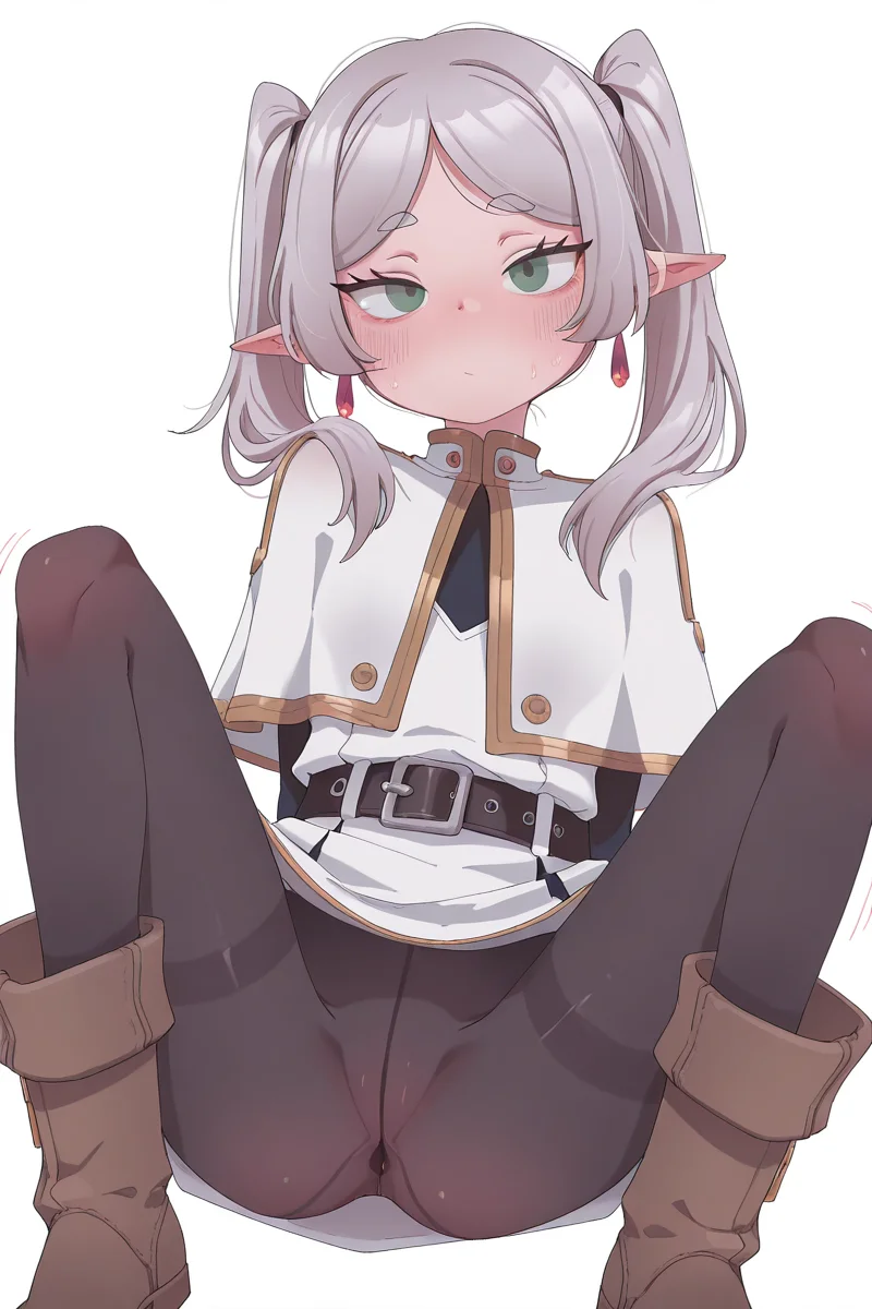 masterpiece, best quality, amazing quality,
<lora:JJ.JJ_r1:1> jj.jj, 1girl, solo, twintails, pointy ears, pantyhose, earrings, jewelry, green eyes, white background, simple background, boots, looking at viewer, white capelet, belt