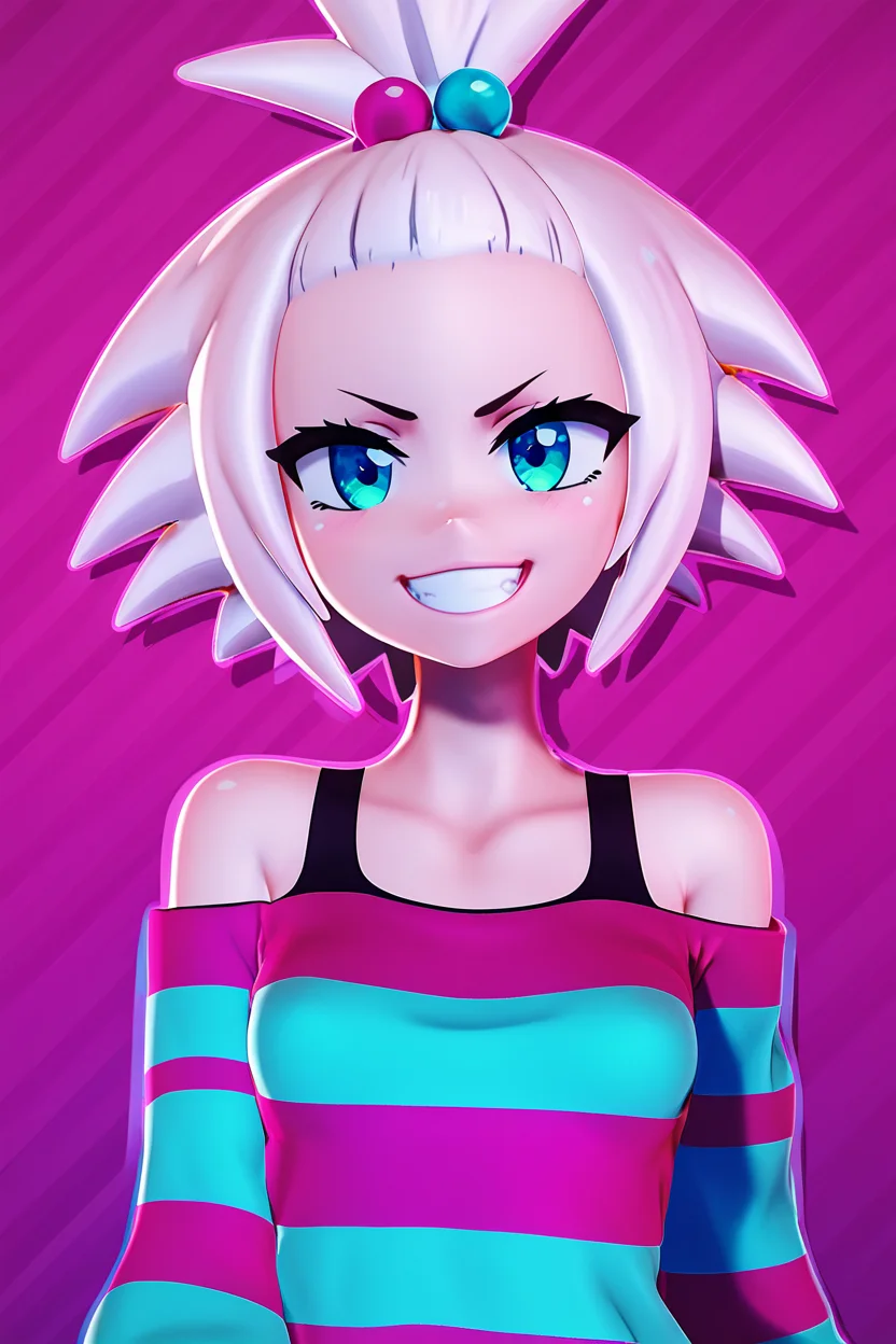 score_9, score_8_up, score_8, medium breasts, (curvy), cute, eyelashes, BREAK, , zzRoxie, blue eyes, white hair, hair bobbles, topknot, striped dress, <lora:Roxie_Pokemon_PDXL_Citron:0.8>, , BREAK, smile, looking at viewer, cowboy shot, embedding:zPDXL, Expressiveh, <lora:Zy0n7_PDXL:1.0>, <lora:SDXLFaeTastic2400:0.5>, <lora:Expressive_H-000001:0.4>,