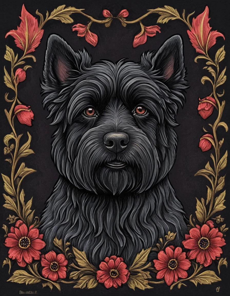 novuschroma81 style bouviers des flandres dog illustration <lora:novuschroma81 style:1>