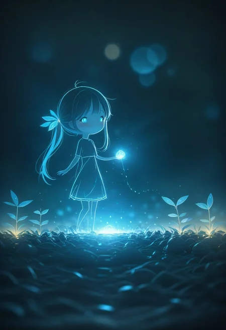masterpiece, best quality, LIGHT ART PICTURE BOOK, blue light