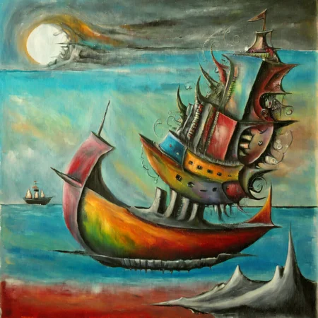 corcoc2s colorful a ship on the sea of ââimagination surrealistic<lora:corcoc2s:1>