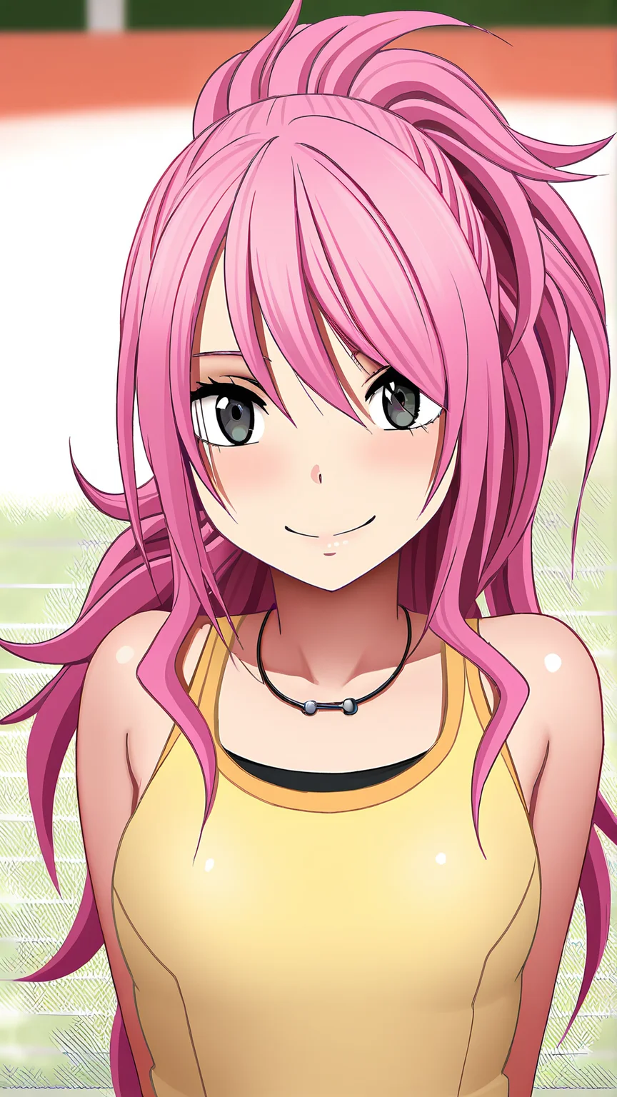 amazing quality,absurdres,best quality,masterpiece,highres,newest,detailed,detailed body,detailed face,masterpiece,best quality,solo,
mikoko,1girl,solo,pink hair,racket,long hair,tennis uniform,ponytail,upper body,looking at viewer,smile,<lora:mikoko:1>,