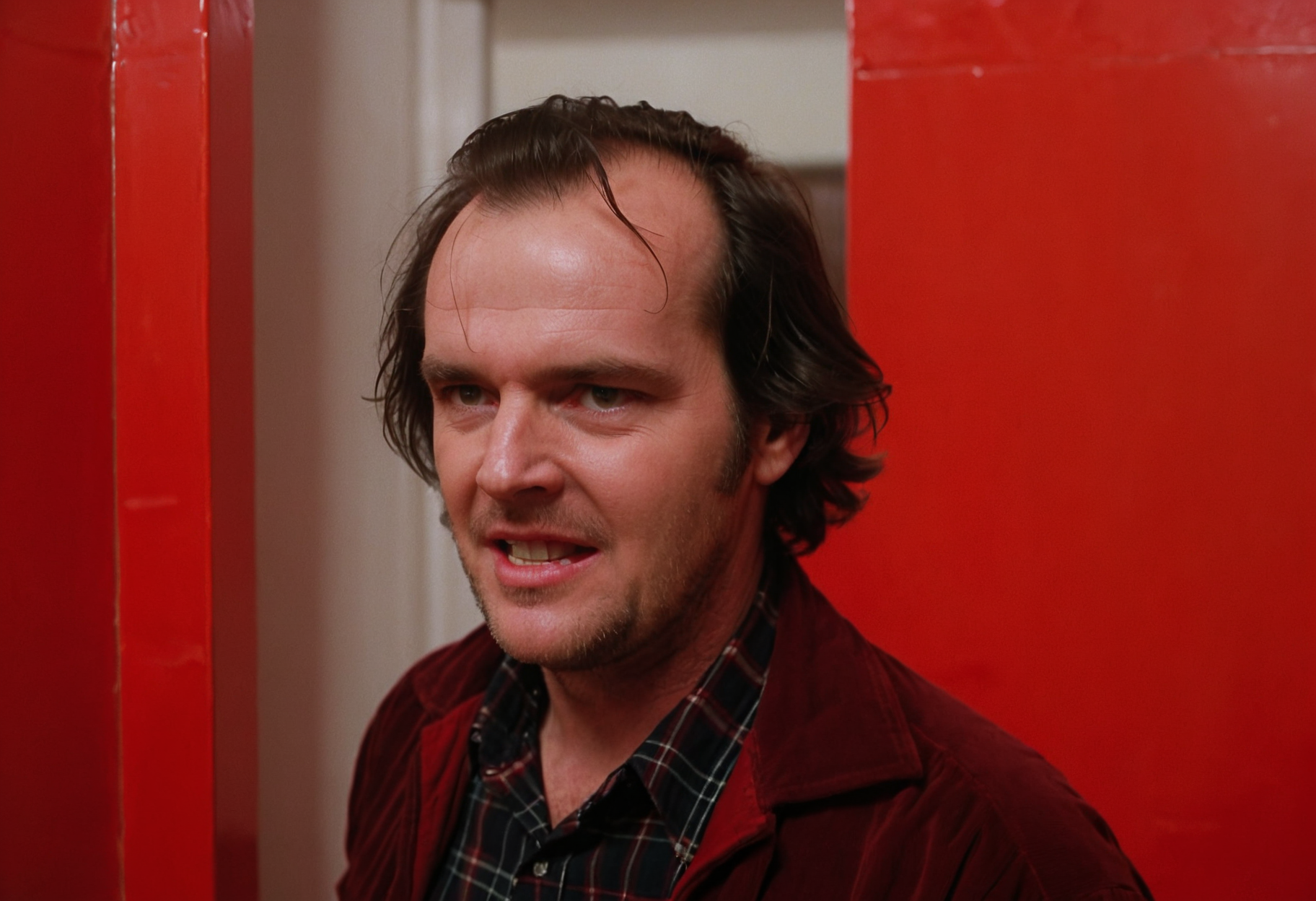 Shin1ng, Jack Torrance, man, closeup, red bathroom, Overlook Hotel, indoors
