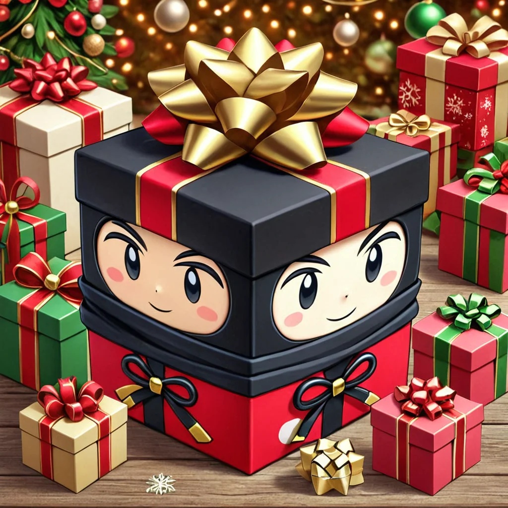hol1d@yb0x ninja, <lora:HolidayBox:1> , festive, jolly, best quality, gift box,âââ