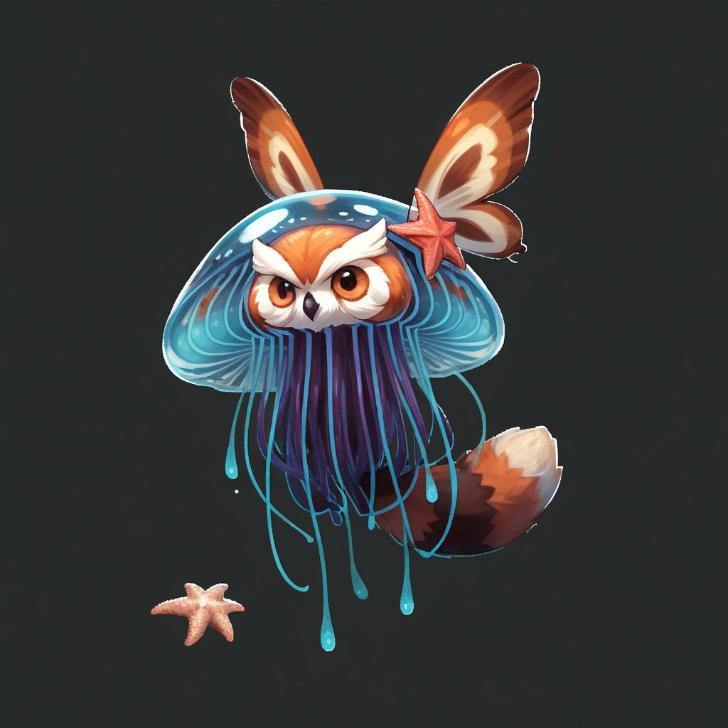 score_9, score_8_up, score_7_up,
p0k3m0n, pokemon, pokemon (creature), no humans, transparent background, simple background, full body, solo, standing,
(owl:1.1), (jellyfish:1.2), (Hummingbird:1.2), (starfish:1.2), (butterfly:1.1), (red panda:1.1),
simple background, grey background,