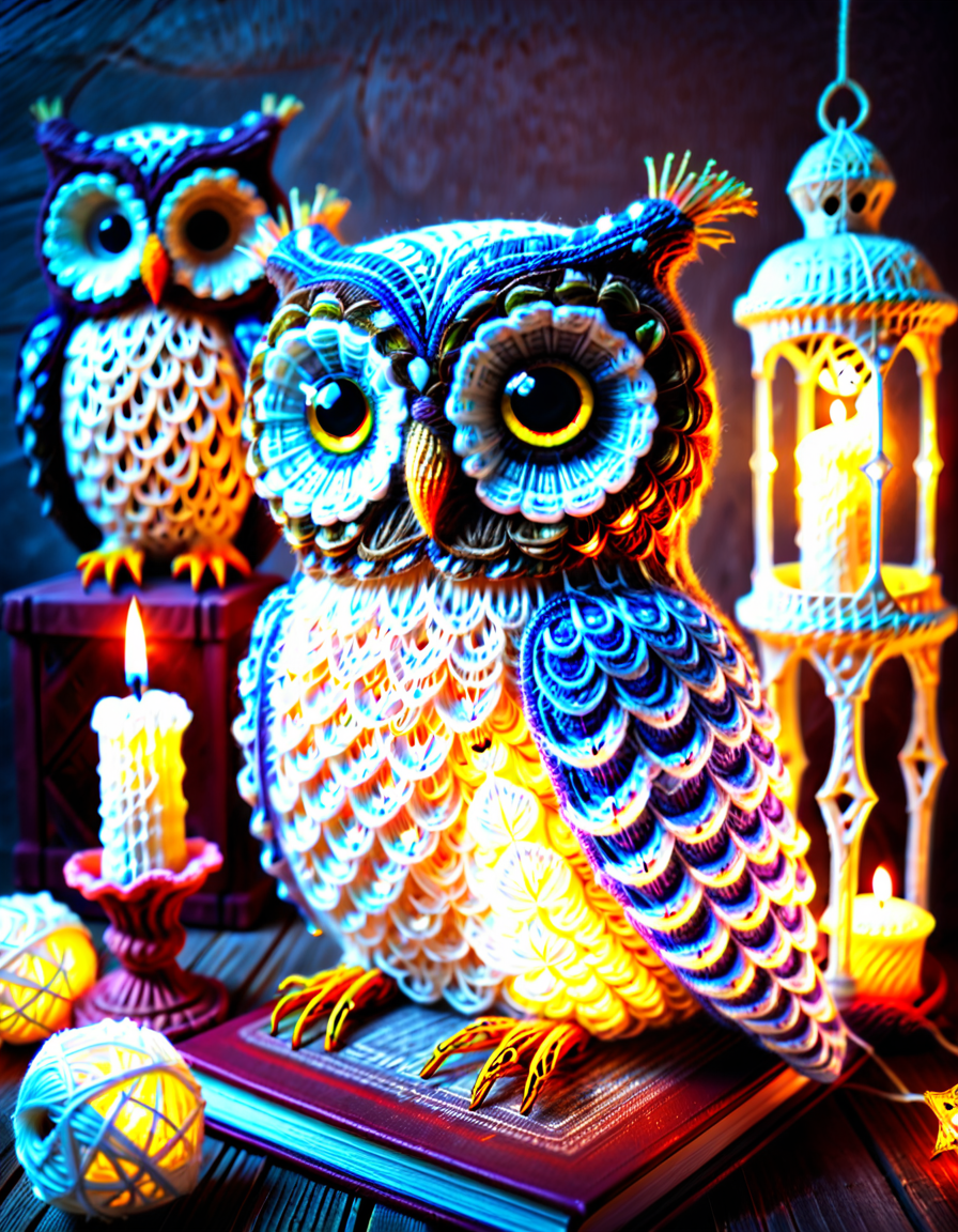 magicyarnlora, 1owl, portrait, candle