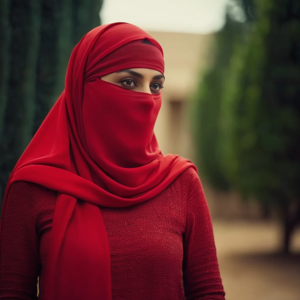 cinematic film still of <lora:burqa:1>
a very hot naked woman in a red scarlet niqÄb and a scarf burqa style, shallow depth of field, vignette, highly detailed, high budget, bokeh, cinemascope, moody, epic, gorgeous, film grain, grainy