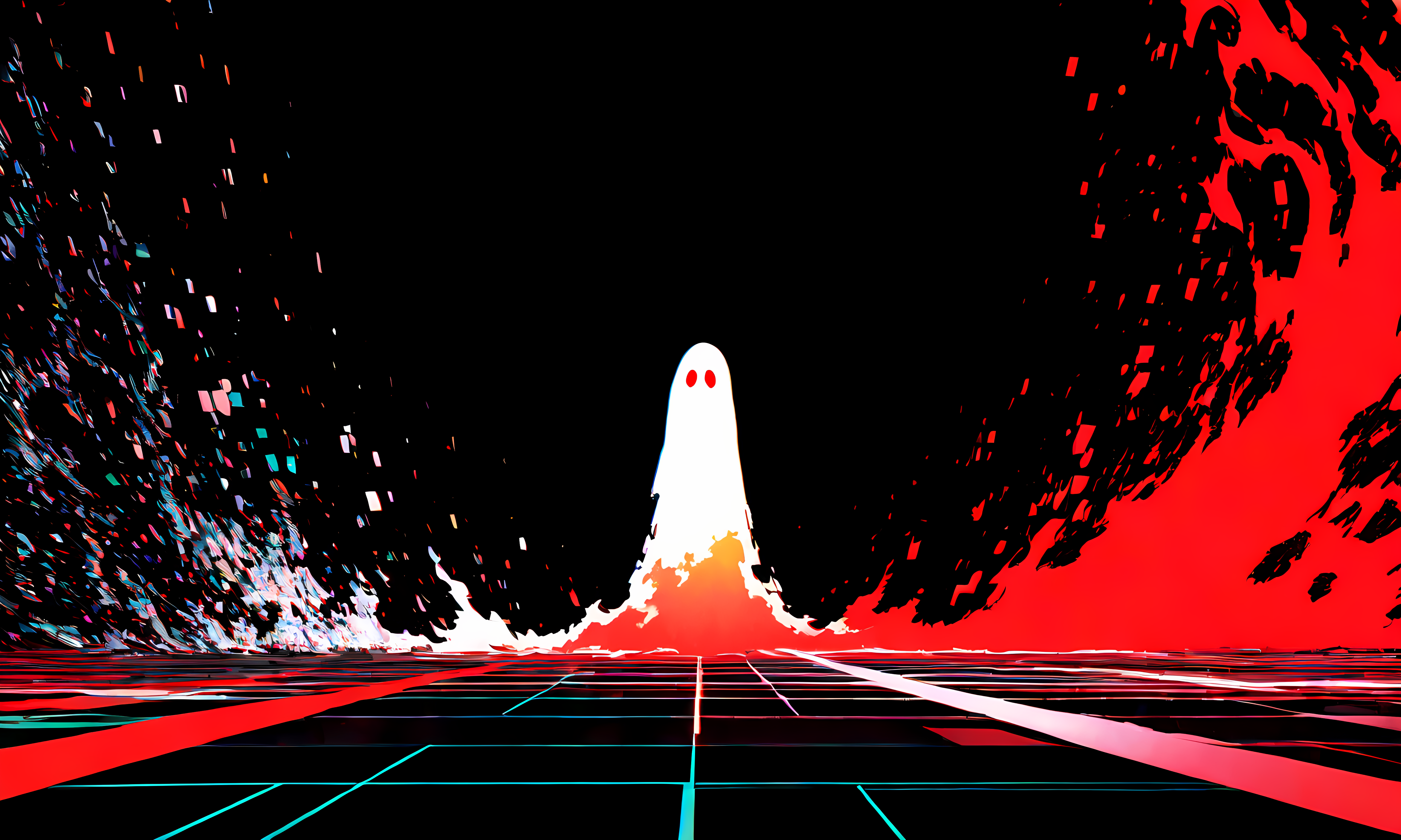 super heavy glitch deinterlaced video effect, VHS aesthetic, ghost images, tertiary high contrast color scheme, balanced composition with random spectrum pixelated splashes, hyper-detailed, cinematic lighting, 8K, ultra textural, master piece
