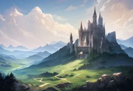 score_9, score_8_up, score_7_up,newest,safe,source_anime,ncrender,landscape,outdoors,mountain,castle,