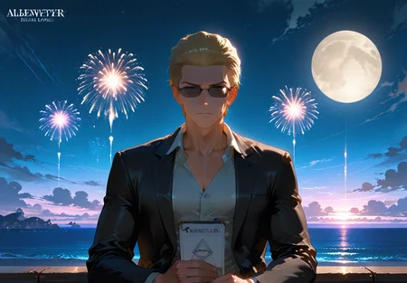 IllusP0s, PonyScores7, source_anime, ah1, IllustriousQual, interesting, exciting, spectacular, wonderful, amazing quality, absolutely eye-catching,  
BREAK <lora:xl_more_art-full_v1:0.2>, <lora:aesthetic_anime_v1s:0.2>, <lora:EpicF4nta5yXL:0.2>, <lora:detailxl:0.2>, detailxl, <lora:Fant5yP0ny:0.2>, amazing quality, best aesthetic, absurdres, illustration, Volumetric_Lighting, ultra-detailed, very aesthetic, intricate details, best_quality, lazympos, <lora:Add_Details_v1.2:0.2>, <lora:quality_modifiers_masterpieces_v1:0.2>, <lora:ZootPonyAnime_V1_r2:0.2>, <lora:Bestifacator2:0.2>, anime style,
BREAK ((sitting)),
BREAK Stable_Yogis_PDXL_Positives, AS-Adult, <lora:Complicated fantasy portrait - XL Pony V2.0:0.2>, <lora:HDA_Detailer:0.3>, AS-MidAged, ((relationship graph)),
BREAK (((<lora:albertwesker-guy-PONYv1:0.8>, albertwesker, 1boy, toned, athletic, fit, mature male))), <lora:shinyskin2:0.2>, glistening skin, <lora:perfection style:0.2>, perfection style, perfection, 
BREAK ((restaurant manager, in business attire with a reservation book)), ((sunglasses:1.3)), 
BREAK ((slicked back hair, (short hair:1.7), blonde)), <lora:hairdetailpxl:0.2>, hairdetailpxl, 
BREAK ((angular face, sharp_featured face, handsome, charming, alluring)), blue eyes, expressive eyes, <lora:perfect-eyes:0.4>, perfecteyes, EyesHD, <lora:DetailedEyes_xl_bdsqlsz_V1:0.2>, <lora:Eyes_Lora_Pony_Perfect_eyes:0.2>, <lora:focusoneyes:0.2>, <lora:cinematic eye color style illustrious v1:0.2>, <lora:Eyes_High_Definition:0.2>, EyesHD,
BREAK ((focused, intense glare, apathetic, contemptuous)), <lora:Expressive_H:0.2>, Expressiveh, <lora:Emotional_Anime_Expressions_PonyXL_Concept:0.2>, emotional, <lora:Best_Facial_Expression_LoRA_PONY:0.2>, looking at viewer, <lora:Detailed expressive EXEV style -XL Pony V1.0:0.2>, FaceDetail,
BREAK (((<lora:Dream_Lounge_IL:0.6>, Dream Lounge, Dream Sky backgrounds, night, fireworks, full moon, gradient sky, horizon, island, outdoors))), <lora:Background Detailer - SDXL:0.2>, 4k, 8k, Ultra HD, Masterpiece, Best quality, Detailed background, <lora:Add_more_details_V2_XLpony:0.2> full_details, <lora:background-type1:0.2>, <lora:AddMicroDetails_Illustrious:0.2>, addmicrodetails, SmoothNoob_Quality,