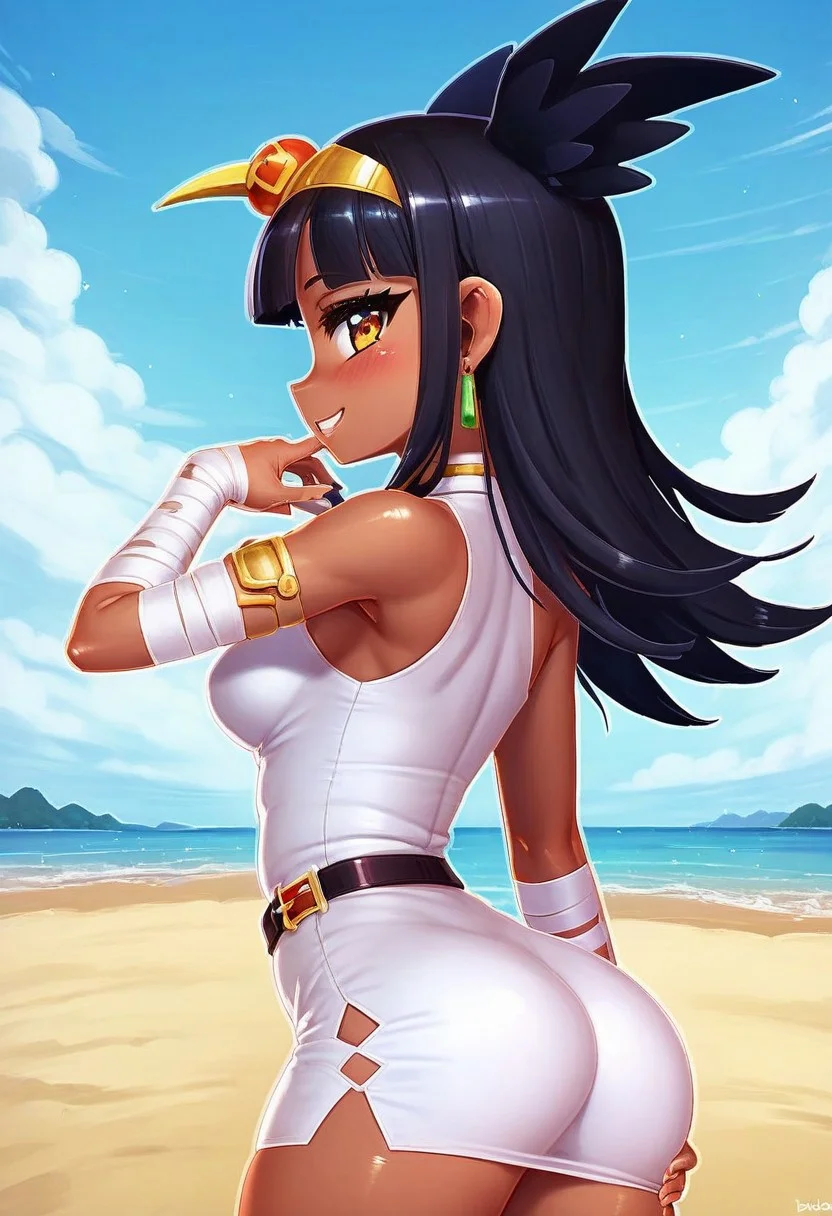 score_9, score_8_up, score_8, medium breasts, (curvy), cute, eyelashes,       BREAK, , zzToto, solo, dark skin, 1girl, blush, black hair, jewelry, sky, day,  bandages, white dress, sleeveless dress,    <lora:Toto_Takatsu_PDXL_v2:0.8>, , BREAK, smile, looking at viewer, cowboy shot, side view, ass,  embedding:zPDXL, Expressiveh, <lora:Zy0n7_PDXL:1.0>,  <lora:SDXLFaeTastic2400:0.5>,  <lora:Expressive_H-000001:0.4>,