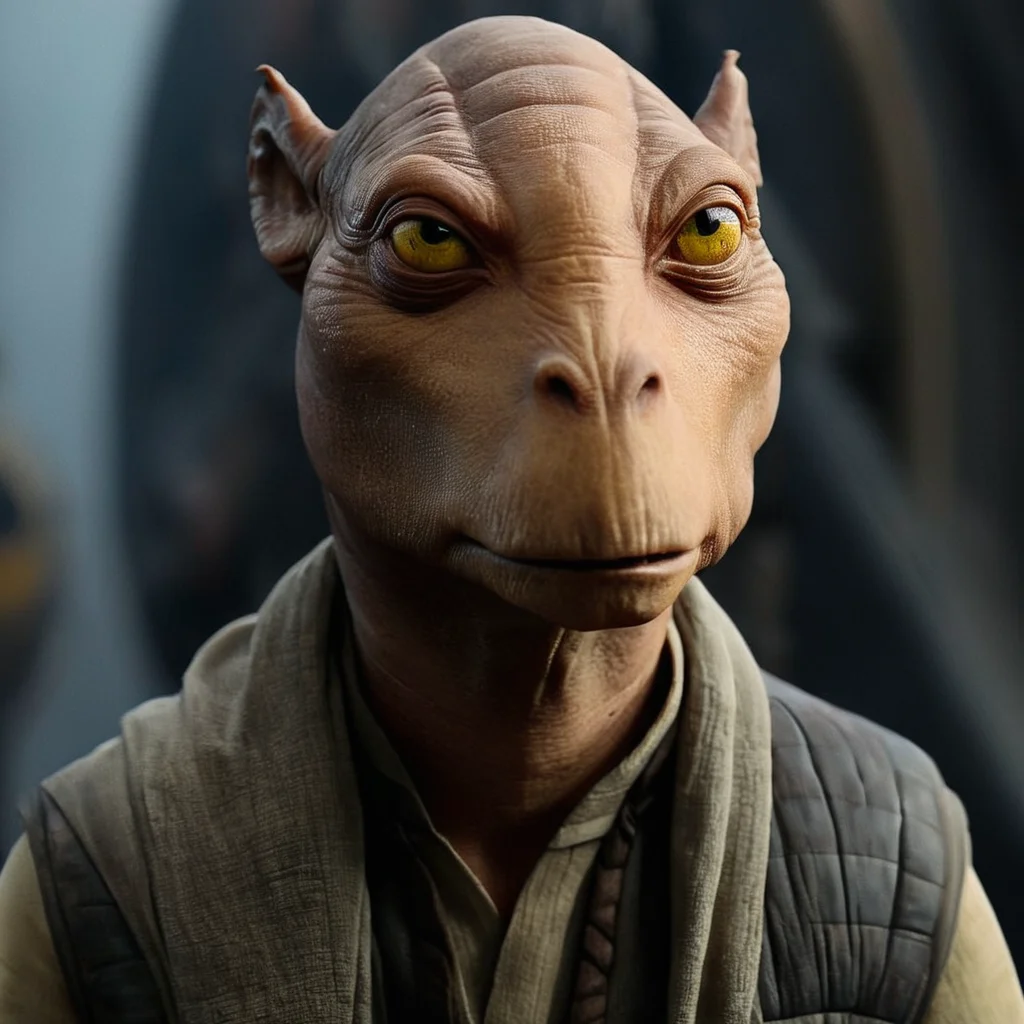 cinematic film still of <lora:star wars style v2:0.8>
<lora:detailed:0.4> detailed
<lora:perfection style:0.4> perfect
<lora:PerfectEyesXL:0.5>
<lora:Chiaroscuro Lighting Style:0.3>
In Star Wars Fictional universe darth jar jar binks a close up of a creature with a very strange look in star wars universe,solo,looking at viewer,1boy,closed mouth,yellow eyes,male focus,teeth,no humans,portrait,monster,realistic,bald , cinematic, film, detailed background, motion picture style, different style, different people, space opera, realistic, sci fi style, cinematic light, dramatic light, perfect color, perfect scene, star wars style, shallow depth of field, vignette, highly detailed, high budget, bokeh, cinemascope, moody, epic, gorgeous, film grain, grainy