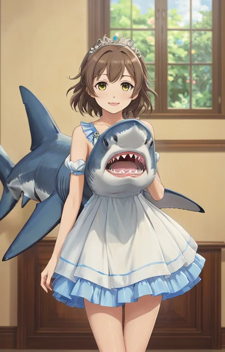 masterpiece,best quality,<lora:tbh336-sdxl:0.6>,illustration,style of massive Swedish shark portrait of idolmaster cinderella girls,