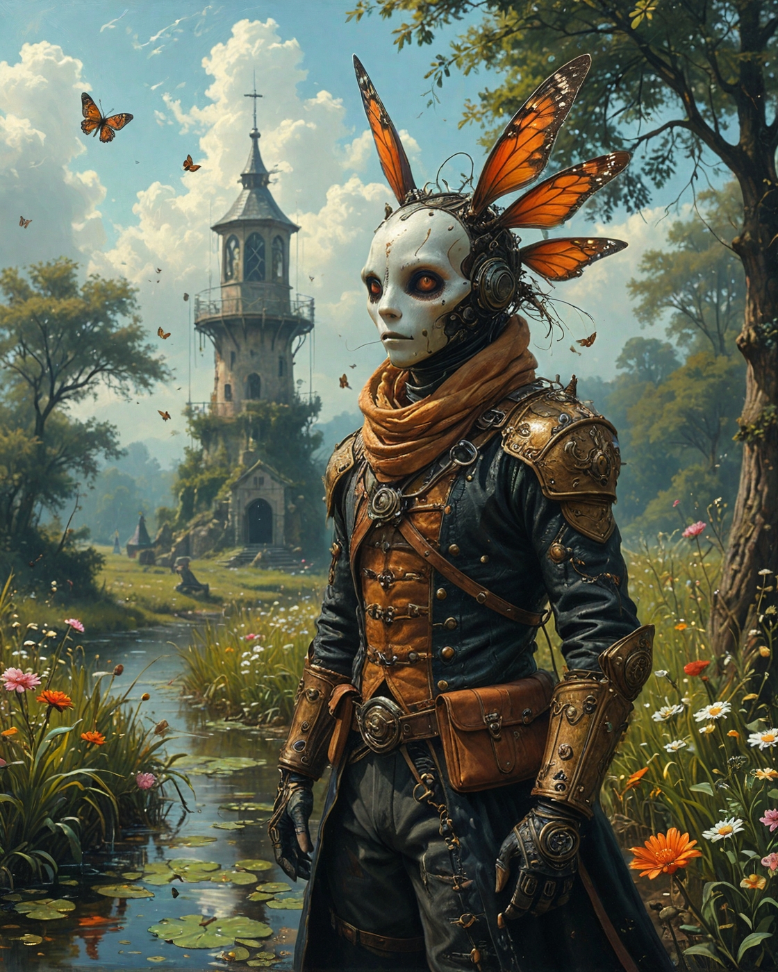 worm's-eye view against towering backdrop of (psionic commando with neural disruptor gauntlets crushing enemy helm with hydraulic-powered gauntlet use bioluminescent_plague:1.2) in front of Albert Marquet (simplified forms), Floodplain meadow with winding oxbow lake, kingfisher perched on branch, horizontal windmill blades, badger sett activity,
wearing void cultist robes with singularity clasp made of liquid mercury-coated silk with anti-gravity flowing scarf fragments,
surrealist dreamscape oil painting in the style of ilya kuvshinov, neon sign rain reflections, insect chitin iridescence,
prismatic light diffraction spikes, rugged, weather-beaten, patina-layered, converging perspective lines to horizon, artstation, trending on artstation, highly detailed fantasy art, stocking, intricate, elegant, highly detailed, centered, digital painting, concept art, smooth, sharp focus,
<lora:tbh124-sdxl:0.15> style of Jean-Antoine Watteau,
<lora:tbh129-sdxl:0.15> style of Michael Cheval,
 <lora:Sinozick:0.15>,
<lora:add-detail-xl:0.7>,
<lora:aidmaMJ6.1_v0.5_2:0.3> aidmamj6.1,
<lora:Flux-XL_Scenery:0.15> flux-scenery,
<lora:Flux-style-xl-lora:0.15> flux-style,
<lora:1dkXLP:0.15> 1dk,
<lora:extremely_detailed:0.8> extremely detailed ,
<lora:tbh76-sdxl:0.05> Style of Mark Ryden, 
<lora:tbh124-sdxl:0.15> style of Jean-Antoine Watteau,
<lora:tbh129-sdxl:0.15> style of Michael Cheval,
<lora:Sinozick:0.15>,
<lora:add-detail-xl:0.7>,
<lora:aidmaMJ6.1_v0.5_2:0.3> aidmamj6.1,
<lora:Flux-XL_Scenery:0.15> flux-scenery,
<lora:Flux-style-xl-lora:0.15> flux-style,
<lora:1dkXLP:0.15> 1dk,
<lora:extremely_detailed:0.8> extremely detailed ,
<lora:tbh76-sdxl:0.1> Style of Mark Ryden,, Cyberpunk art style, futuristic cityscapes, neon-lit streets, high-tech and low-life, cybernetic enhancements, dystopian and gritty atmosphere