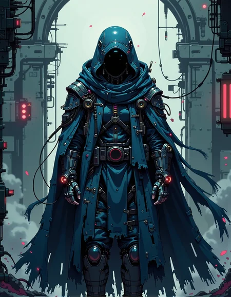masterpiece, best quality, ultra high res, beautiful, visually stunning, elegant, incredible details, award-winning art, , g0s1, ghost,cyberpunk hood,sci-fi torn cloak, faceless, torn fabric, no humans, floating, <lora:ck-nc-pastel-cyberpunk:1> A digital artwork in the style of cknc,