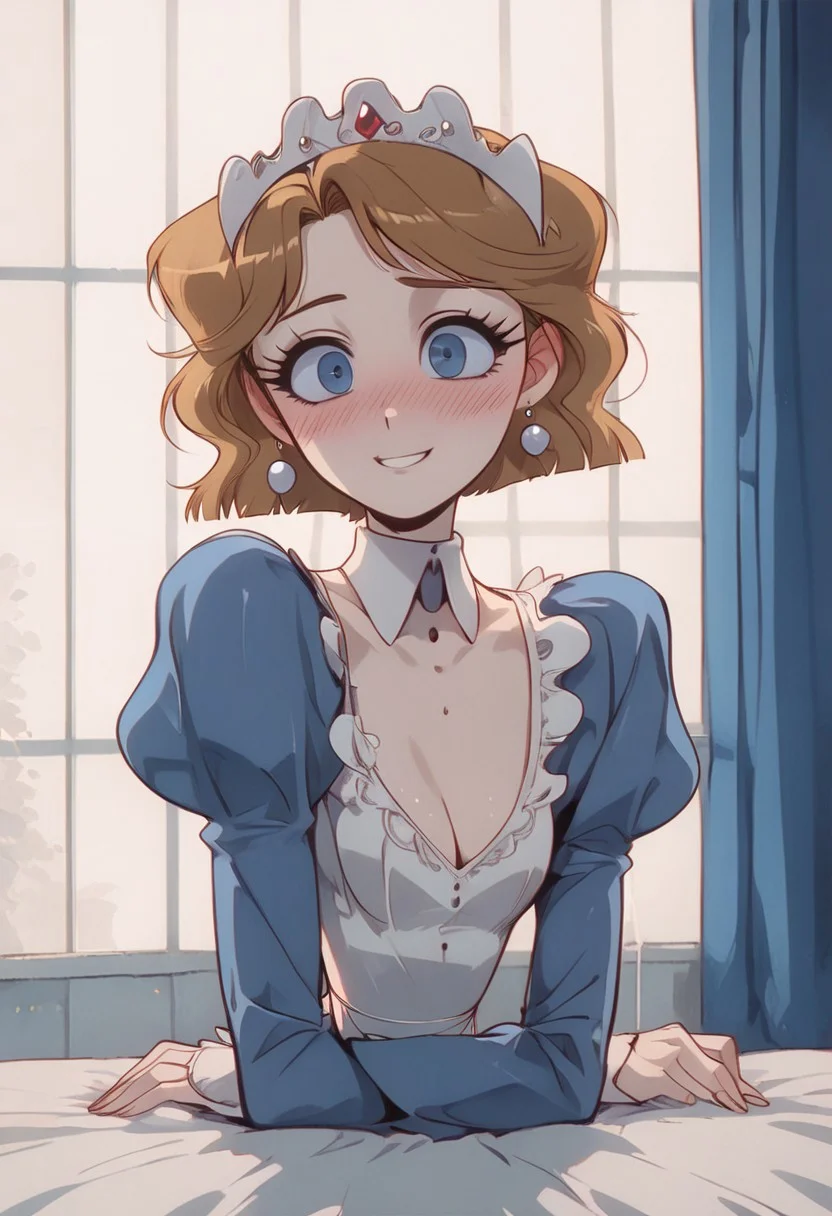 Score_9_up, score_8_up, score_7_up, BREAK 1girl, emmytr, blue eyes, solo, robot, brown hair, maid uniform, maid headdress, cute, looking at taller elegant attractive mature woman, milf, bedroom,blushing, shy, gasping in sexual anticipation , smile, cute, blush, dynamic view, dutch angle, (masterpiece:1.2), (highly detailed:1.2), (intricate:1.2), (best quality:1.2),(8k:1.2), (sharp:1.2), (majestic:1.2) <lora:Expressive_H:10.9 Expressiveh>, vintage, 1990s \(style\), Long exposure photo, <lora:OldAnimeStyle_XL_v3:0.75>