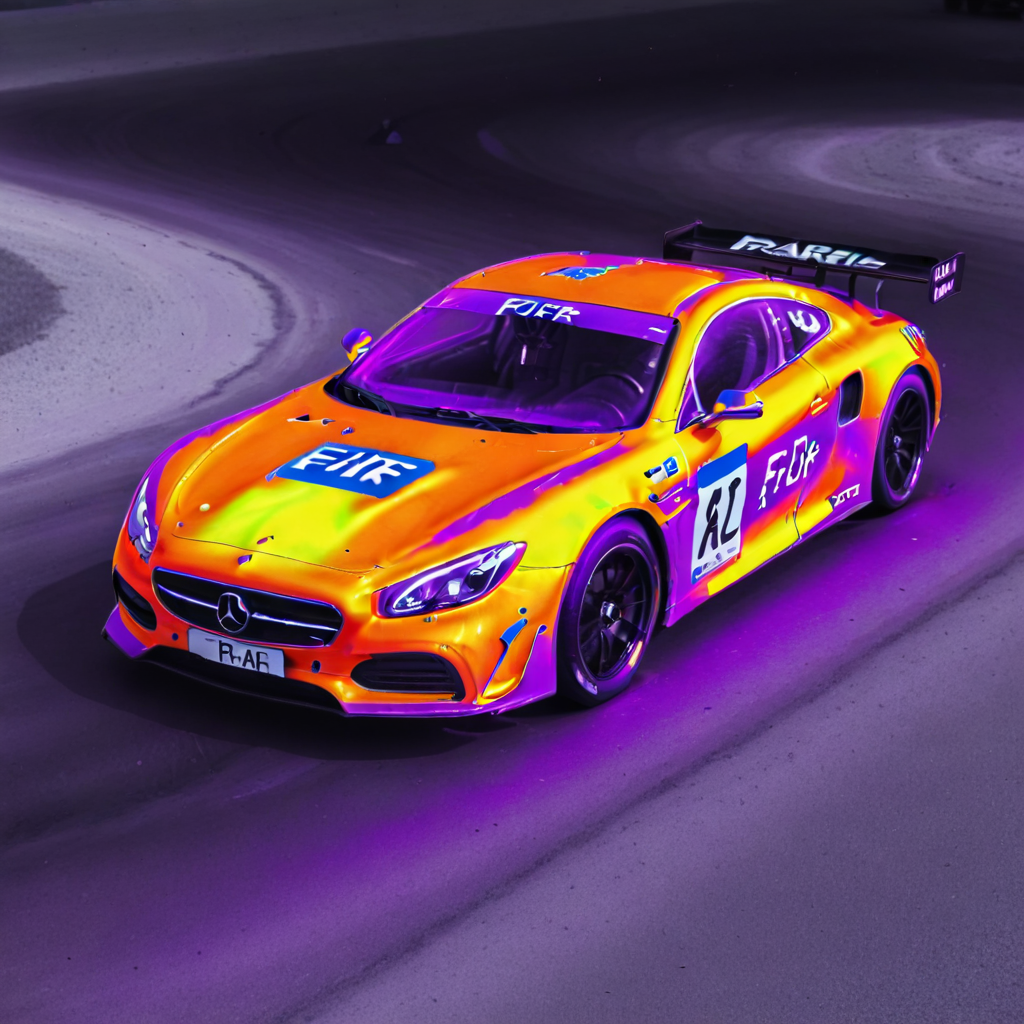 thermal image, race car <lora:KK__Thermal_Images_SDXL:1>
