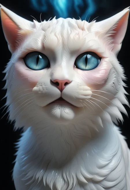 An extreme photorealistic upper body shot of a cat girl with mesmerizing golden eyes and slit pupils. She has long, flowing two-tone hair, white and black, with striking, unrealistic beauty. Her pink lips curve slightly to reveal sharp fangs, and her long fingernails are a key feature of her sleek cat suit. Include tiny imperfections like pores, faint freckles, and slight skin texture variations to add realism. Realistic lip texture with soft lines, slight gloss, and natural color variation. Realistically detailed tear ducts, slightly moist, enhancing the natural appearance of the eyes. Faint, barely visible veins under the eyes, adding depth and authenticity to the skin. Individually rendered eyebrow hairs with natural variation in direction, length, and thickness. Variation in hair strand thickness, with some thinner and finer than others. Detailed texture on the cat suit, showing the weave or material pattern, such as leather, spandex, or velvet. Shadows that move with the character, responding to her position and the light source accurately, 28 YEARS OLD, wrinkles, cat girl, crystal, gem, sparkle, YELLOW EYES, CAT EYES, denise, catgirl, Gothic castle, lively, luminescent, Majestic castle, big eyes.