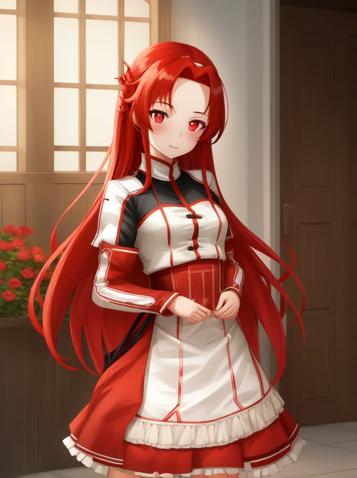 1girl, tiese, red eyes, red hair, solo, portrait, best quality, high quality, highly detailed, highres, masterpiece, <lora:tiese:0.75>