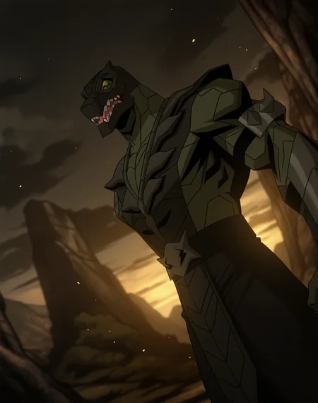 <lora:Reptile_(Mortal_Kombat_Legends_Scorpion's_Revenge)_(Illustrious)_(AD):1.35> Reptile_MK, muscular, Mortal Kombat,
dutch angle, exterior, monumental architecture, wasteland, dark night sky with black clouds, mountains, ancient Asian stone ruins,
male focus, gradient coloring, villain, cowboy shot, white teeth,
BREAK very awe, aesthetically pleasing, masterpiece, best quality, amazing quality, very aesthetic, perfect depth of field shot, in'ei, source_furry, furry_art,
Smooth Quality, lazympos, IllustQualXL_Pos,