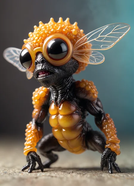 Macro Photography, 1 inch Bug size Shrunk tiny shrinking micro Rapper fairy toy size Kali muscle honey I shrunk the kids <lora:another-bored-monsters:0.3> fx-monsters, subsurface scattering, Photorealistic, Hyperrealistic, analog style, realistic, film photography, soft lighting, heavy shadow, close-up, macro 100mm, macro photography