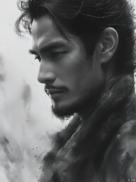 ananmo, A man,monochrome, ananmo