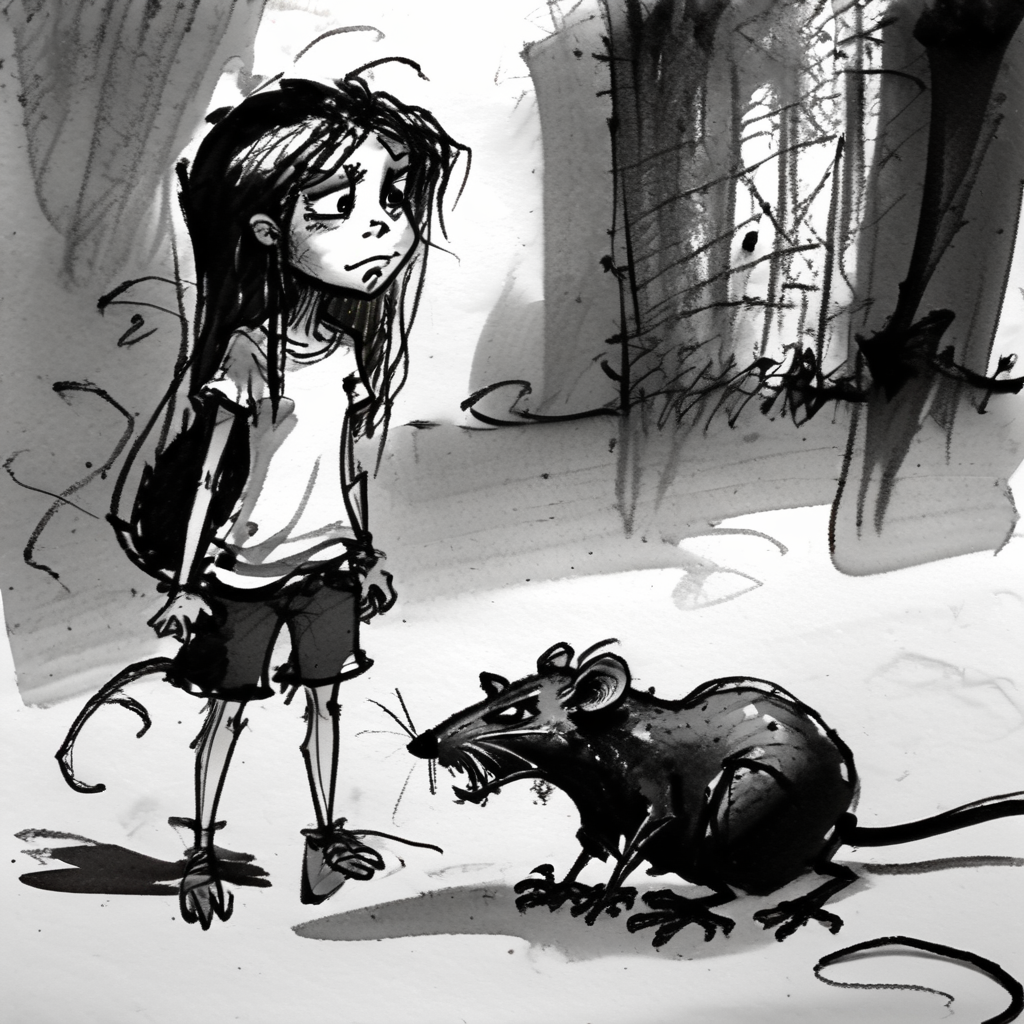 corcoc4s  girl and a big dangerous rat, very detailed<lora:corcoc4s:1>
