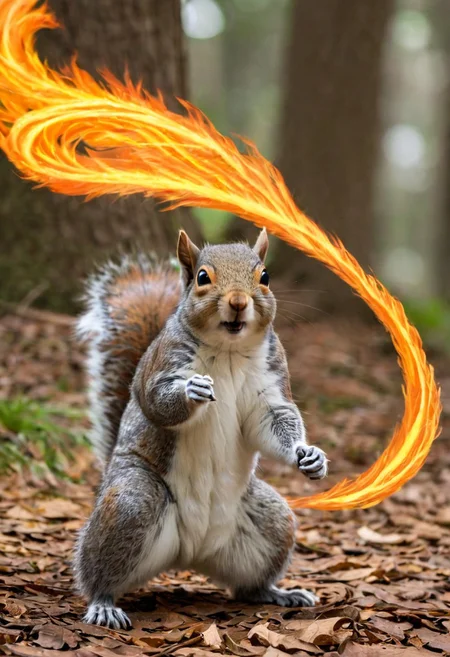 squirrel, firebending, <lora:Firebending-06:0.8>
