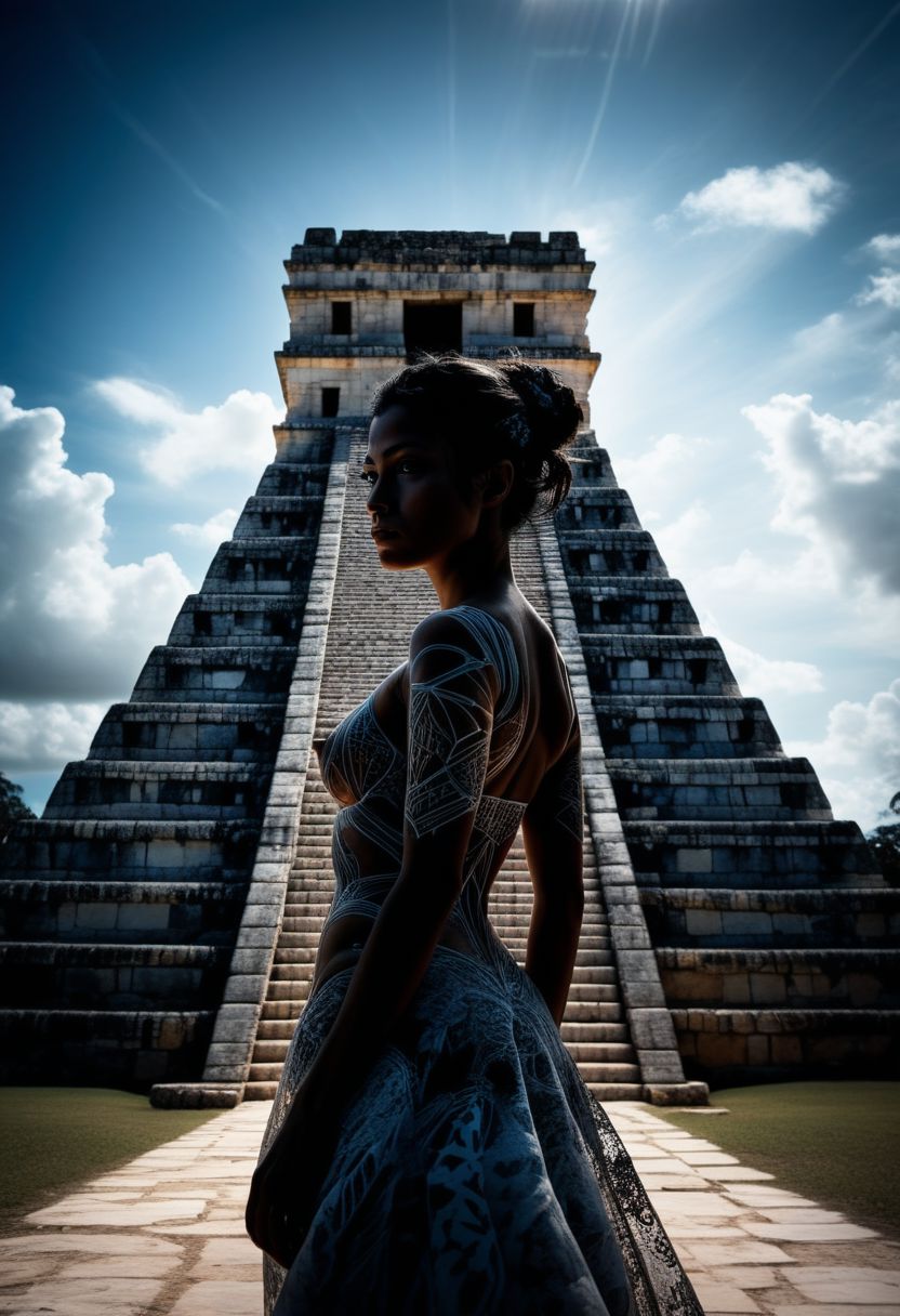 mysterious silhouette mexican woman, chichen itza, goddess, alluring, by Minjae Lee, Carne Griffiths, Emily Kell, Steve McCurry, Geoffroy Thoorens, Aaron Horkey, Jordan Grimmer, Greg Rutkowski, amazing depth, double exposure, surreal, geometric patterns, intricately detailed, bokeh,  perfect balanced, deep fine borders, artistic photorealism , smooth,  great masterwork by head of prompt engineering   <lora:add-detail-xl:2>  <lora:Double_Exposure:0.5>
