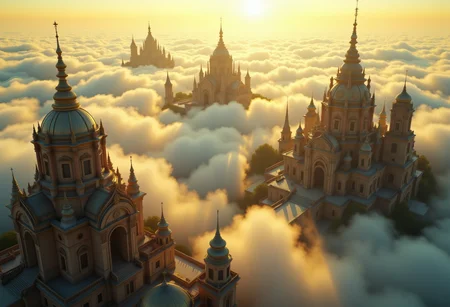 the most realistic, photorealistic photo ever taken [flythrough a VAST ANCIENT majestical city in the clouds, GOLDEN HOUR, a dream world , shifting landscapes, and ethereal creatures, Captured with a Hasselblad X2D 100C and an 80mm f/1.9 lens, hyper-realistic textures, soft studio lighting, elegant shadows, styled for a Vogue beauty editorial, incredible realism, creamy bokeh, ultra-detailed textures, perfect lighting, styled for a Vogue cover]  aidmaimageupgrader, aidmamj6.1