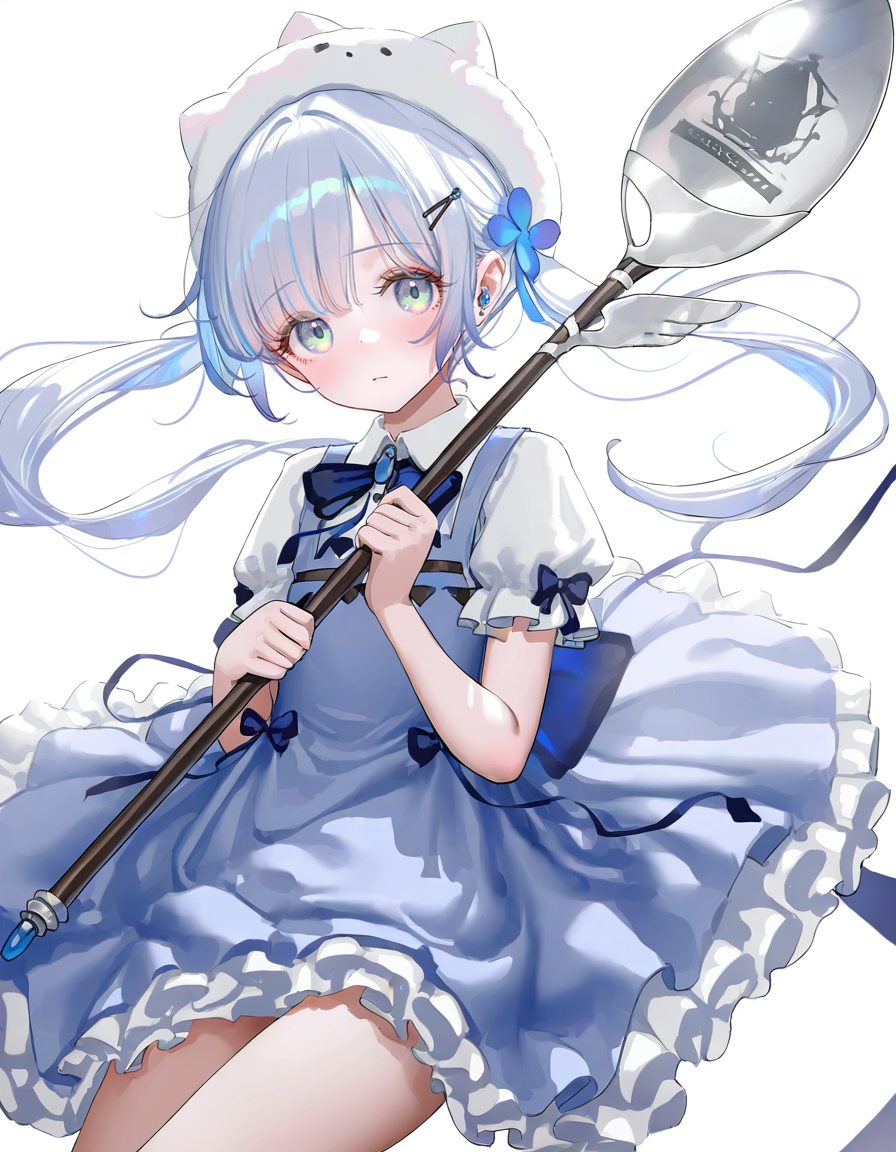 xuenai,1girl,looking at viewer,white background,blue hair,cowboy shot,simple background,<lora:xuenai-000016:1>,sitting,holding,holding spoon,oversized object,spoon,, masterpiece, best quality, very aesthetic, absurdres,newest, incredibly absurdres,, (artist:reoen:0.826446),(artist:machi:0.9),(artist:ningen_mame:0.9),(artist:sho_(sho_lwlw):0.9),(artist:rhasta:0.9),(artist:wlop:0.7),(artist:ke-ta:0.6),(fkey:0.5),(tianliang duohe fangdongye:0.5),(hiten \(hitenkei\):0.6),best quality,amazing quality,(artist:onineko:0.826446),very aesthetic,bokeh