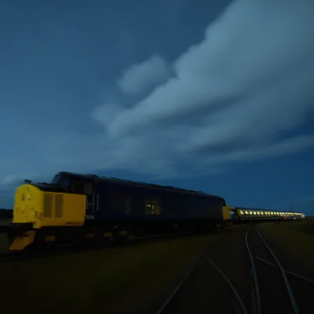railroad tracks, cloud, night sky, window, multiple girls, sky, vehicle focus, nature, cloudy sky