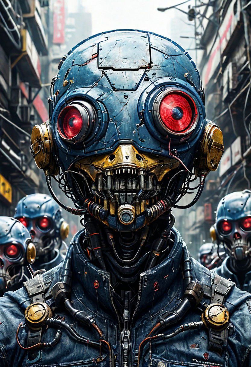 cyberpunk gigagachad dystopia featuring an army of cybernetically enhanced gigachads with bionic enhancements wearing blue jeans,masterpiecem,epic,cinematic film still
