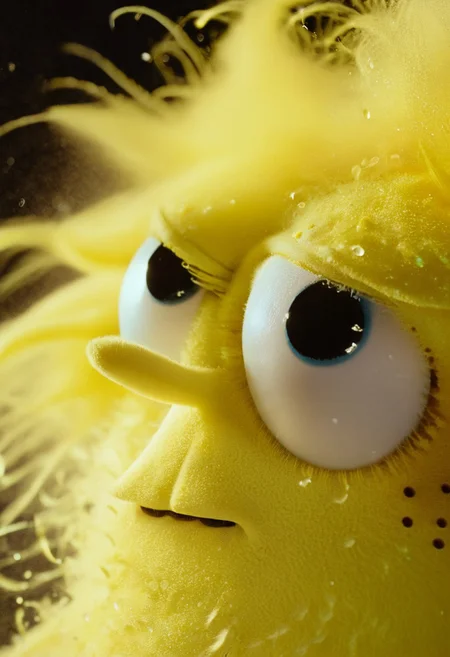 pop art, floating dust particles, visible dust in light rays, vintage dusty atmosphere, cinematic quality, closeup, a glamour shot of SpongeBob, scenery, glowing eye, wild mane, monochrome Sin City styled duotoned color graded, deep Blacks, very detailed, atmospheric haze, Film grain, cinematic film still, shallow depth of field, highly detailed, high budget, cinemascope, moody, epic, Like a DonMS4kur4XL blossom Rain but its ash,