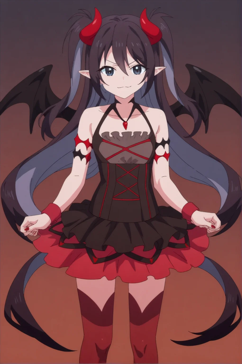 score_8_up, lucelia, demon girl, demon horns, demon wings <lora:Mob_kara_Hajimaru_Tansaku_Eiyuutan-Lucelia-PDXL:0.8> <lora:sdxl_lightning_4step_lora.safetensors:1.0>