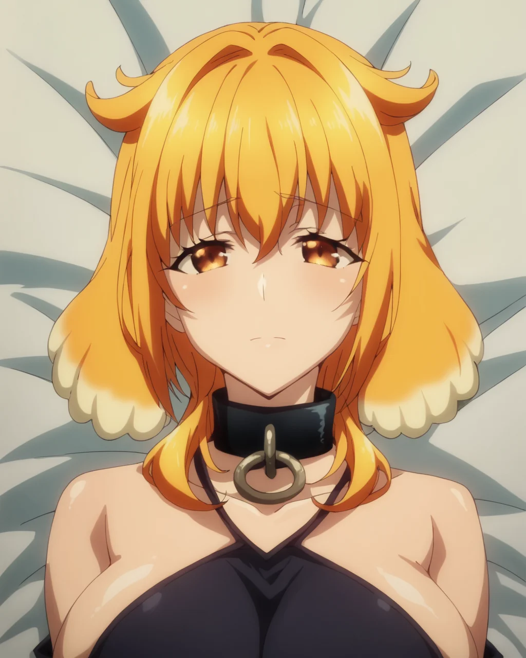 score_9, score_8_up, score_7_up, source_anime,masterpiece,best quality,highres,absurdres,official art,official style,source_anime,anime screencap,anime coloring,megami magazine,anime,animated,explicit,
huge breasts,shiny skin, <lora:Roxanne:1> roxanne, large breasts, animal ears, orange hair, dog ears, blonde hair, brown eyes, orange eyes, short hair,multicolored hair,bangs, black collar, bare shoulders, clothing cutout, collarbone, detached sleeves,