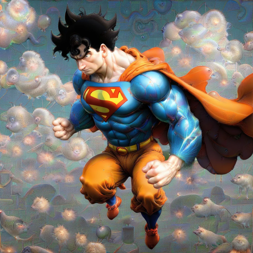 <lora:DeepDream2:1> superman , goku