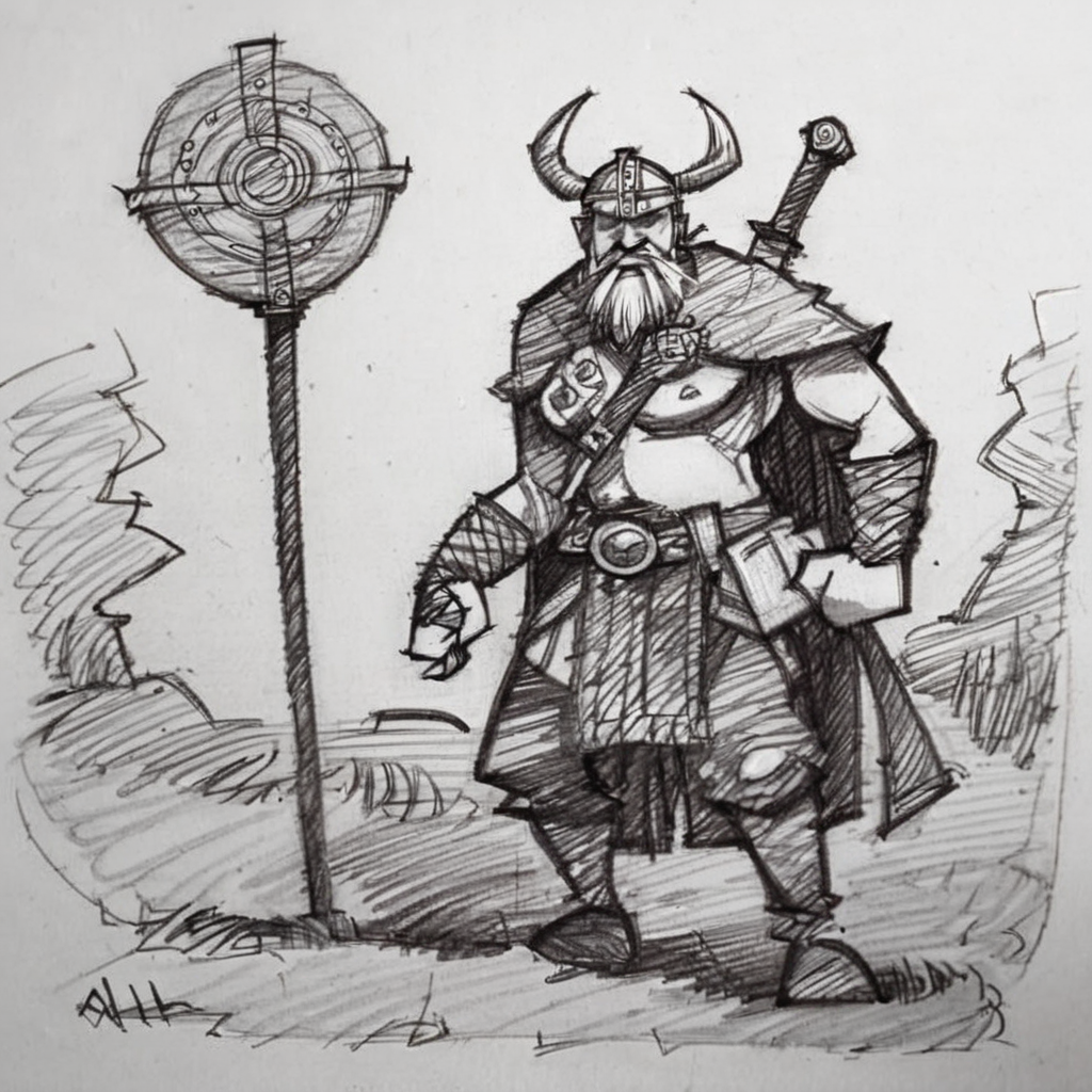 drawix21 old viking on the battlefield, black ink<lora:drawix21:1>