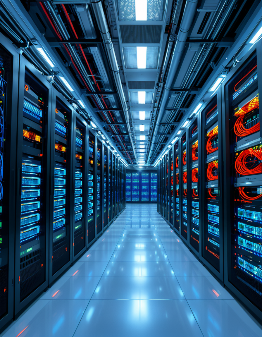 A high-security server room with dim, cold blue lighting and rows of towering black server racks filled with blinking LED indicators. The air is sterile, with a faint hum of cooling fans and the soft beeping of data transfers. Thick, reinforced cables snake across the floor, connecting the machines to a central security terminal displaying encrypted code on multiple high-resolution monitors. The walls are lined with biometric scanners, surveillance cameras, and warning signs indicating "Restricted Access" and "Cyber Threat Level: High." A red emergency light subtly glows in the background, casting a sense of urgency. The atmosphere is ultra-modern and highly secure, evoking the feeling of a top-secret data vault or cyber warfare control center.
<lora:SDXLFaeTastic2400:0.4> <lora:extremely_detailed:0.4> extremely detailed, <lora:high-security_s3rv3r_r00m:1>,high-security s3rv3r r00m, Masterpiece,best quality,hi res,8k,hi res,8k,award winning,(sharp focus, intricate, highly detailed),