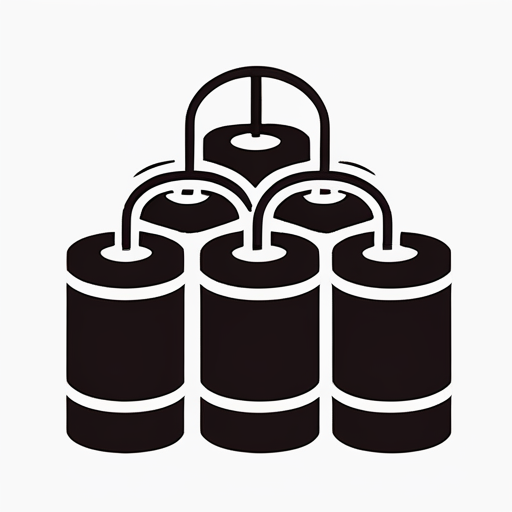 <lora:gmic_bptbv1-000014:1>,93icon\(93ic1\), a black and white image of a column of explosives with a lead on a white background, solo, simple background, white background, monochrome, no humans