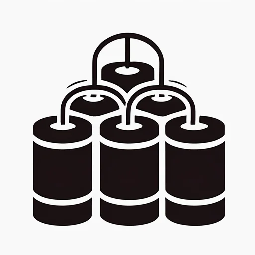 <lora:gmic_bptbv1-000014:1>,93icon\(93ic1\), a black and white image of a column of explosives with a lead on a white background, solo, simple background, white background, monochrome, no humans