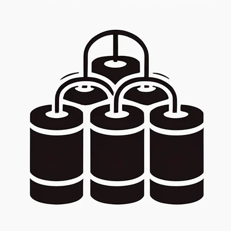 <lora:gmic_bptbv1-000014:1>,93icon\(93ic1\), a black and white image of a column of explosives with a lead on a white background, solo, simple background, white background, monochrome, no humans