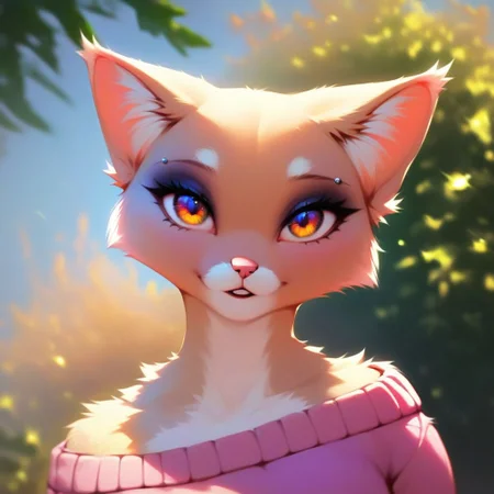 (score_9, score_8_up, score_7_up), source_anime, perfect anatomy, digital_media_(artwork) hi_res, rating_safe, beautiful, intricate, high quality details, highly detailed, amazing quality, anthro, furry, female, furry female, detailed textured fur, fur tufts, fluffy, slim, slender, cute, small, detailed sexy eyes, solo, SFW, cat, long sweater, baggy denim jeans, bald, absurdres, highres, goth, heavy eyeliner, heavy eye shadow, breasts, Zyrnox-Exoterra Style, hand