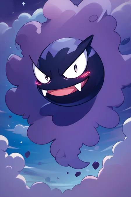 score_9, score_8_up, score_8, no humans,   BREAK, ,  zzGastly, fangs, black eyes, full body, floating, outdoors, :d, night, cloud, purple background <lora:Gastly_Pokemon_PDXL:0.8>, , BREAK, closed mouth, alternate costume, smile, looking at viewer, blush, zzLFashion, cowboy shot, ,,, embedding:zPDXL, Expressiveh, ,,, <lora:Vivid:0.7>, <lora:LFashionPDXL:1>, <lora:Uncensored_PonyXL_cpt_v02.09:0.4>, <lora:Expressive_H-000001:0.4>,