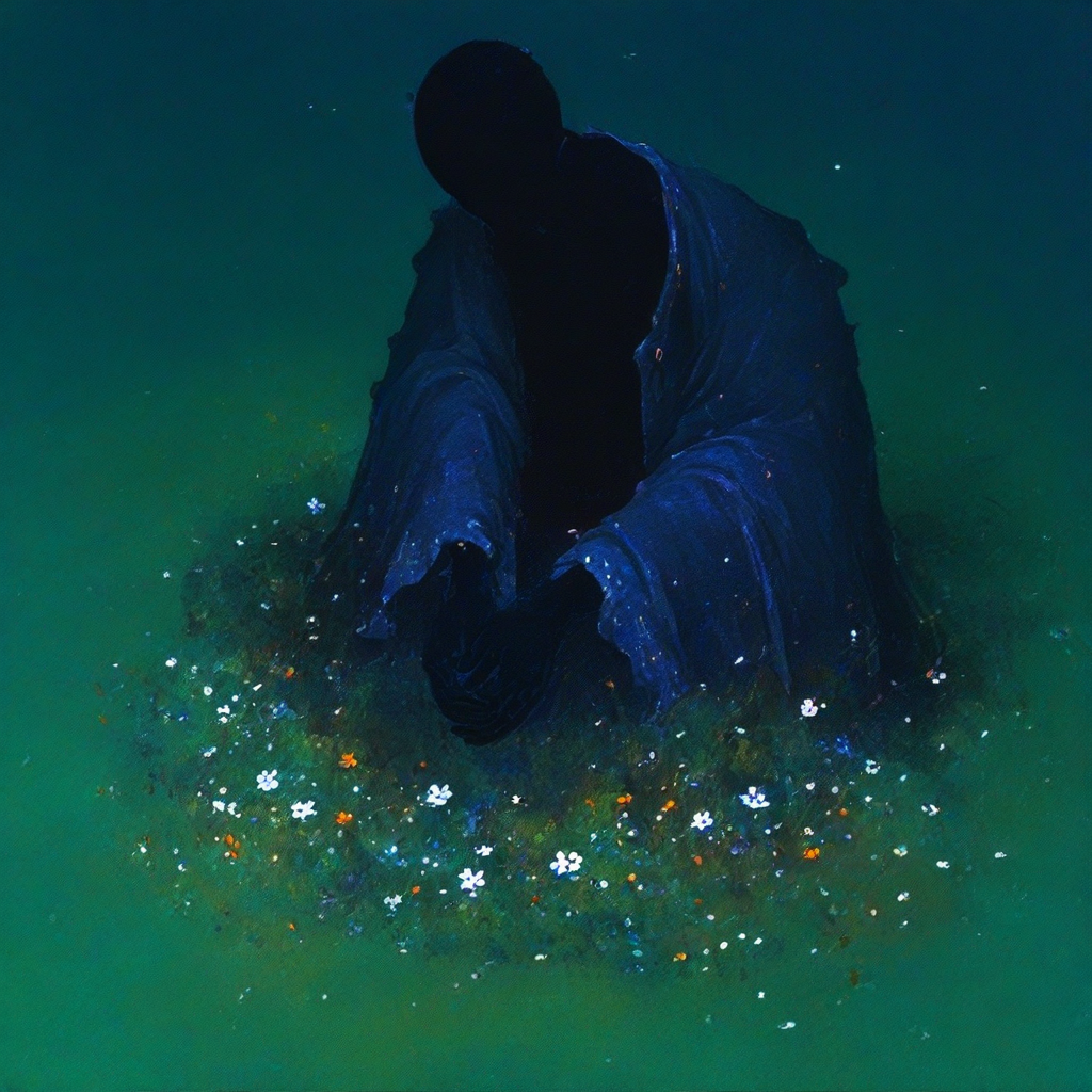 weirdtalk_style,painting style,shadow, with flower