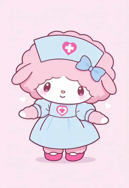 score_9, score_8_up, score_7_up, score_6_up, score_5_up, BREAK
sweet_piano, furry, female furry, 1girl, solo, looking at viewer, blush, hat, , dress, bow, holding, standing, full body, hair bow, heart, puffy sleeves, no humans, blue dress, blue bow, nurse cap, pink footwear, nurse, cute, kawaii, chibi, white face, pink fur, soft smile, hospital background