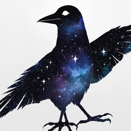 (anime), white background, crow, galaxy, (masterpiece), score_9