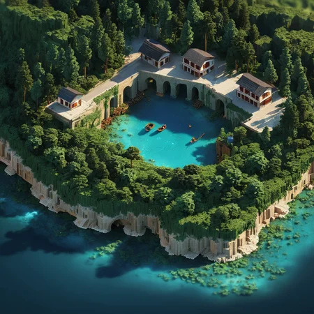 breathtaking cinematic photo isometric style isle, tilemapstyle, voxell, scenery, realistic,<lora:TileMapStyle_v1:0.85> . vibrant, beautiful, crisp, detailed, ultra detailed, intricate . 35mm photograph, film, bokeh, professional, 4k, highly detailed . award-winning, professional, highly detailed