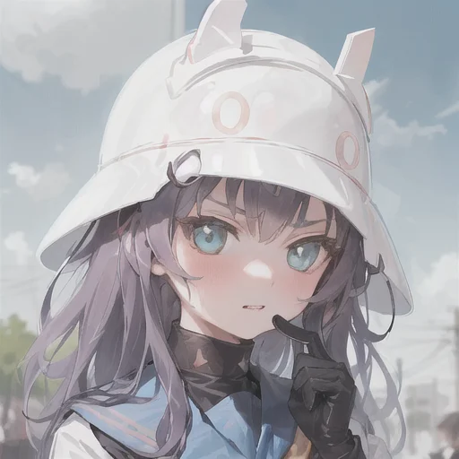 masterpiece, high quality, 1girl, portrait, (sorai_saki), helmet, cloudy, <lora:sorai_saki-1000:2>