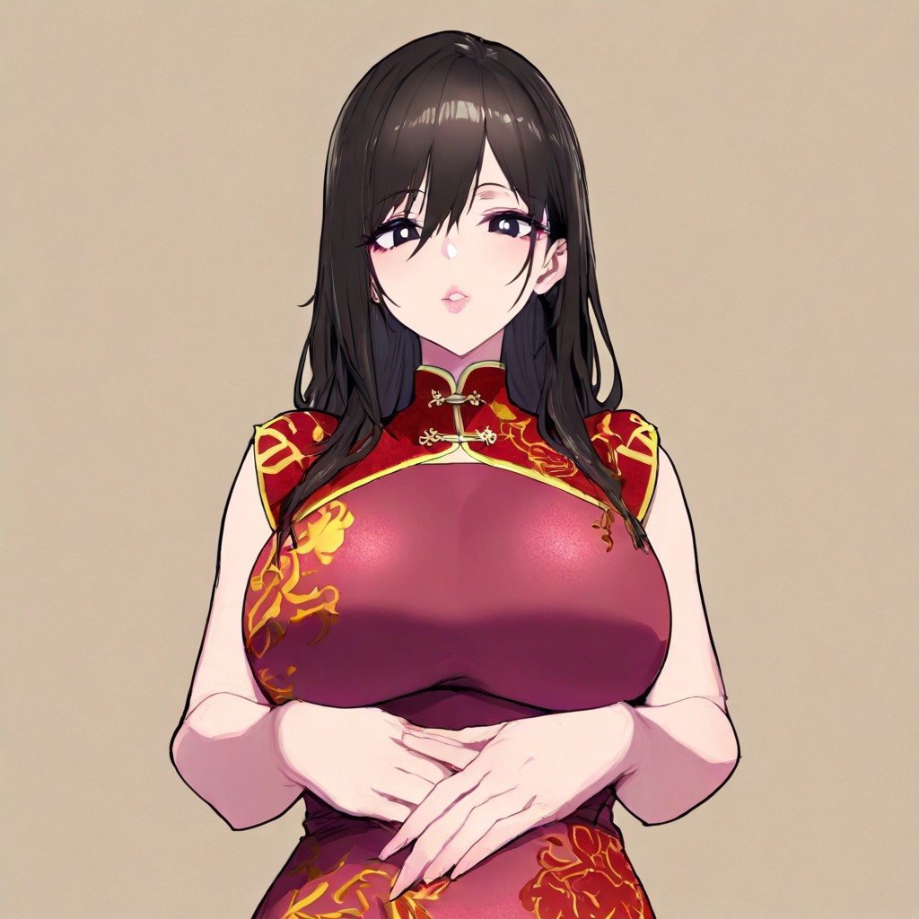 score_9, score_8_up, score_7_up, (masterpiece), (best quality), (ultra-detailed), 1girls, solo,, WOMAN, detailed face, gorgeous face, makeup, black eyes detailed beautiful eyes, very high resolution eyes, black pupils, detailed beautiful eyes, sharped sightings, , ,, Light particle, medium shot, 70mm film, <lora:Diaochan_Dynasty_Warriors:1> 1girl, solo, brown hair, chinese clothes, red dress,  jewelry, 70mm film, gorgeous lips, pink lips, sensual lips, detailed lips, glossy lips,  an elegant face, , high detailed lips, long hair, black hair, lustrious hair, full body, flat stomach , white simple background,